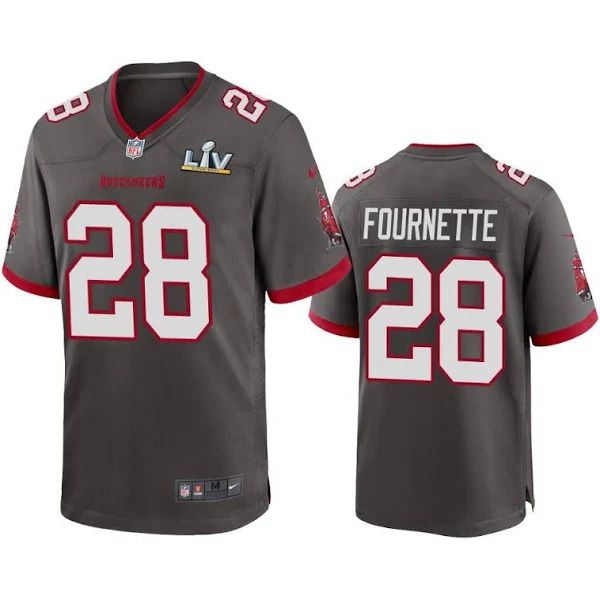 Men Tampa Bay Buccaneers 28 Leonard Fournette Nike Grey Super Bowl LV Game NFL Jersey